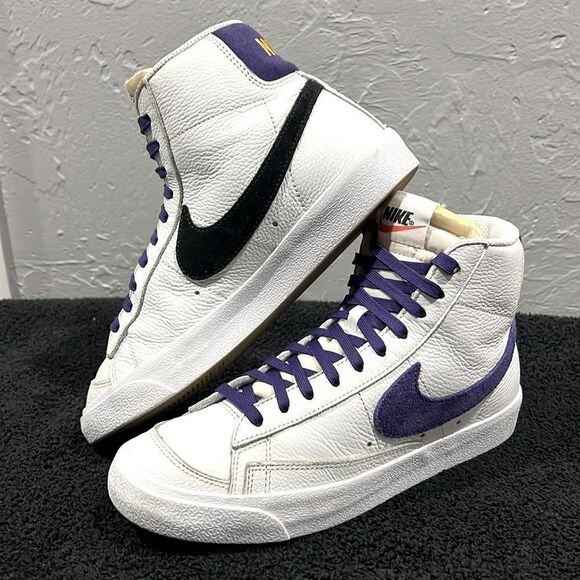 ?? NIKE Blazer Mid \'77 Vintage Leather SNEAKER Shoes White Purple Black Men Sz main image 10